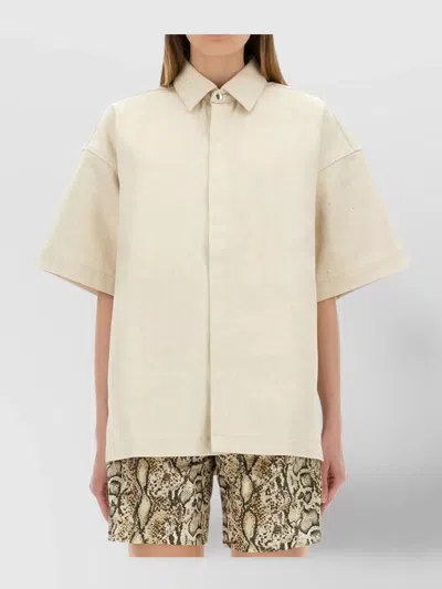 Jil Sander Oversized Cotton Shirt Boxy Silhouette In Beige