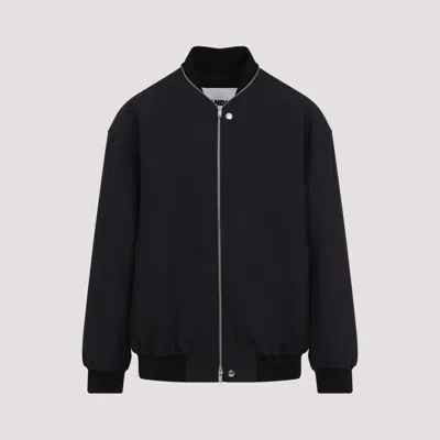 Jil Sander Oversized Fit Blouson Jacket With Rib Collar In Black