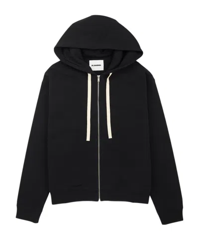 Jil Sander Oversized Fit Zipped Hoodie In Black