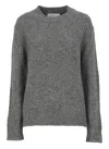 Jil Sander Oversized Grey Sweater With Ribbed Trim In Wool Woman In Grey