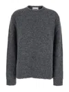 Jil Sander Oversized Grey Sweater With Ribbed Trim In Wool Woman In Grey