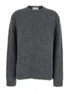 Jil Sander Oversized Grey Sweater With Ribbed Trim In Wool Woman In Gray