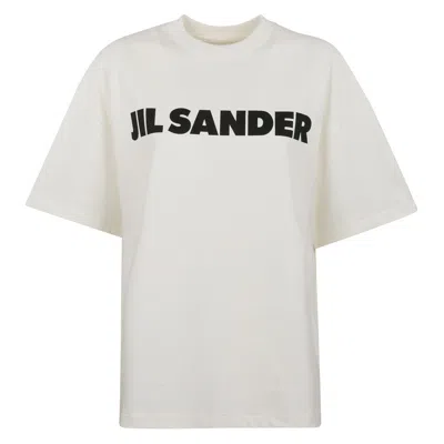 Jil Sander Oversized Logo Print Cotton T-shirt In Neutral