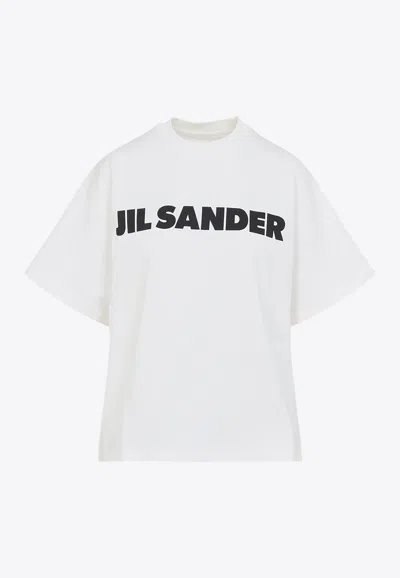 Jil Sander Crewneck Short Sleeves Classic Print T-shirt Clothing In White