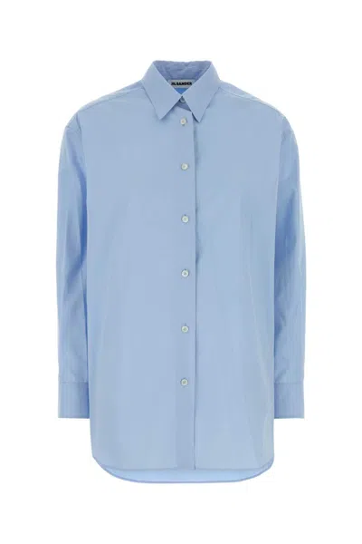 Jil Sander Oversized Poplin Shirt For Women In Light Blue