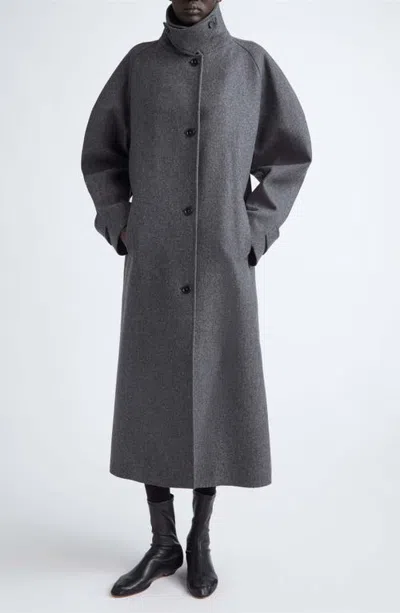 Jil Sander Oversized Raglan Sleeve Wool Blend Coat In Gray