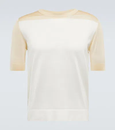 Jil Sander Oversized Silk T-shirt In Open White