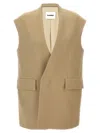 Jil Sander Flap Pockets Oversized Tailored Vest In Beige
