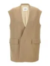 Jil Sander Flap Pockets Oversized Tailored Vest In Beige
