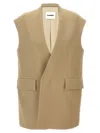 Jil Sander Flap Pockets Oversized Tailored Vest In Beige