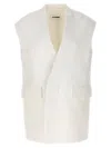 Jil Sander Flap Pockets Oversized Tailored Vest In White