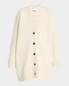 Jil Sander Oversized V-neck Cardigan In Brown