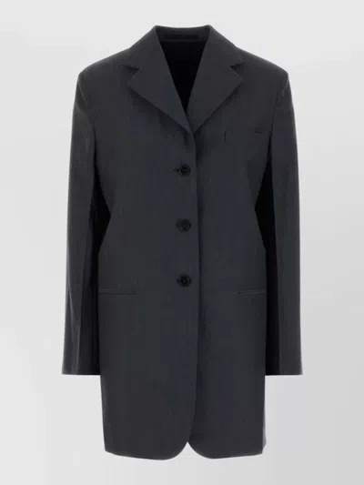 Jil Sander Oversized Wool Blend Blazer In Gray