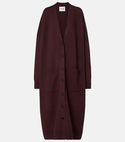 Jil Sander Oversized Wool Cardigan In Brown