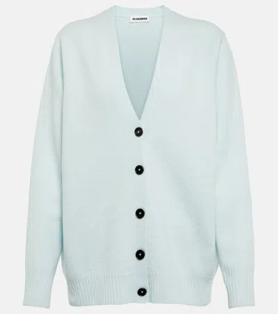 Jil Sander Oversized Wool Cardigan In Light Pastel Blue