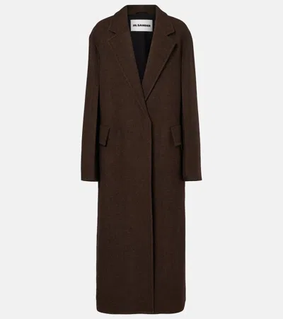 Jil Sander Oversized Wool Coat In Brown