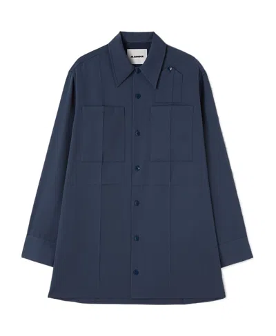 Jil Sander Oversized Wool-cotton Shirt In Black