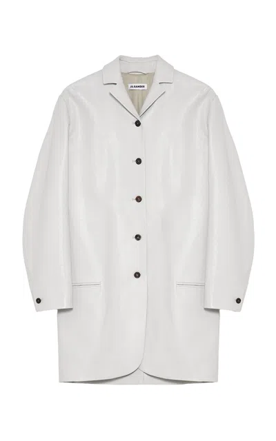 Jil Sander Ovine Leather Jacket In Light Grey