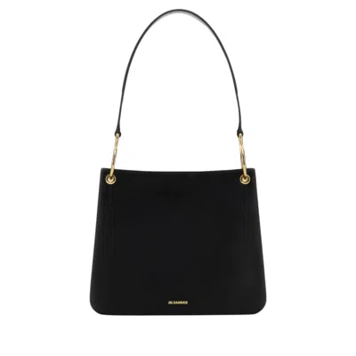 Jil Sander Ovine Leather Shoulder Bag  Black