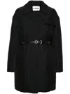 Jil Sander Silk Blend Down Jacket With Belted Waist In Black