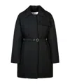 Jil Sander Silk Blend Down Jacket With Belted Waist In Black