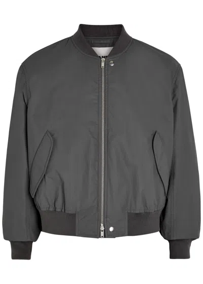 Jil Sander Padded Cotton-poplin Bomber Jacket In Gray