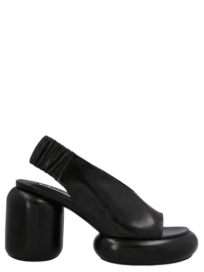 Jil Sander Padded Heel Sandals In Black
