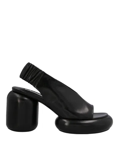 Jil Sander Padded Heel Sandals In Black