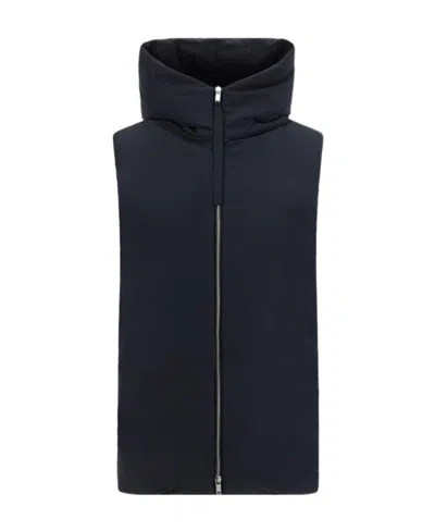 Jil Sander Padded Hooded Gilet In Black