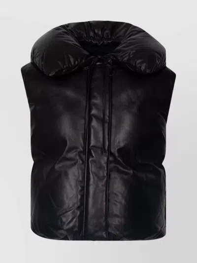 Jil Sander Padded Hooded Vest Drawstring Detail In Black