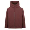 Jil Sander Padded Jacket With High Collar And Hood In Burgundy