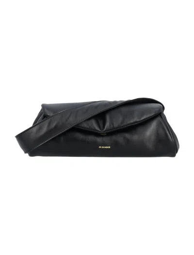 Jil Sander Padded Leather Cannolo Small Handbag For Women In Black