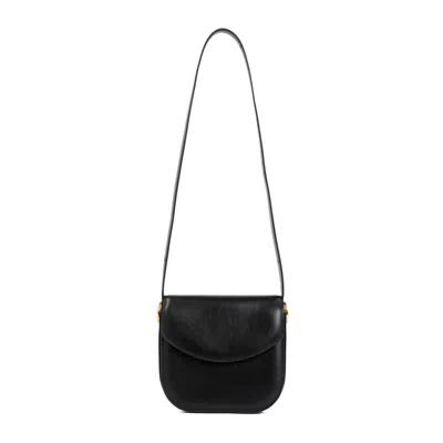 Jil Sander Padded Leather Coin Shoulder Handbag With Adjustable Strap In Black