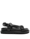 Jil Sander Padded Leather Sandals In Black