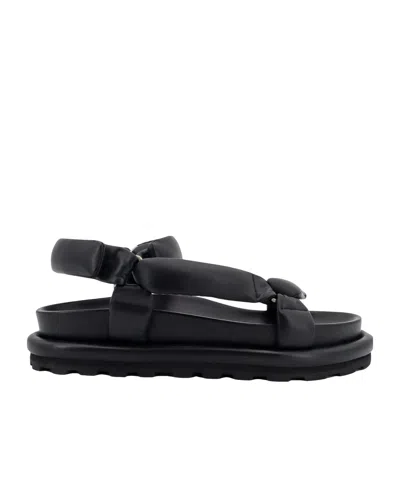 Jil Sander Padded Leather Sandals In Black