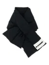 Jil Sander Padded Logo-patch Scarf In Black