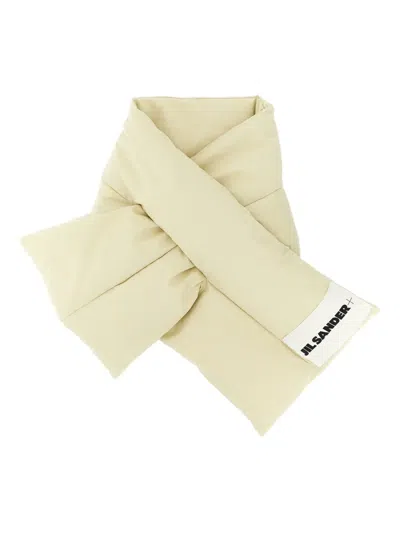 Jil Sander Padded Logo-patch Scarf In Neutral