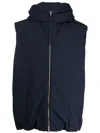 Jil Sander Padded Sleeveless Hooded Gilet In Blue