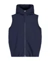 Jil Sander Padded Sleeveless Hooded Gilet In Blue