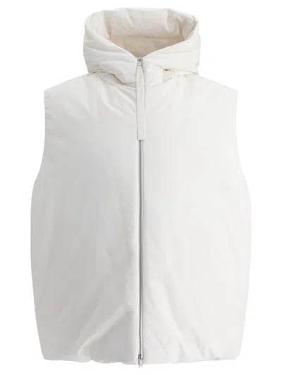JIL SANDER JIL SANDER PADDED SLEEVELESS JACKET WITH HIGH COLLAR AND ZIP CLOSURE