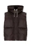 Jil Sander Hooded Quilted Down Jacket Drawstring Detail In Brown
