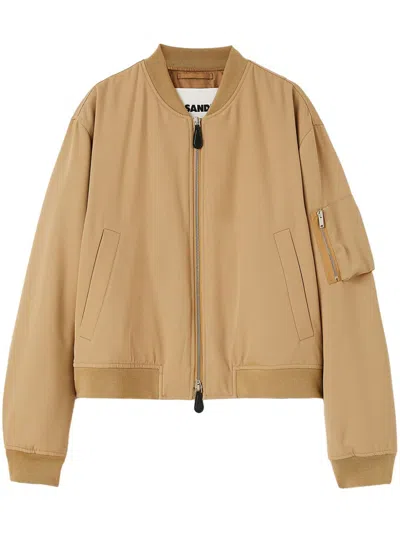 Jil Sander Padded Wool Bomber Jacket In Camel
