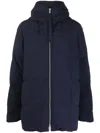 Jil Sander Oversize Hooded Nylon Down Coat In Blue