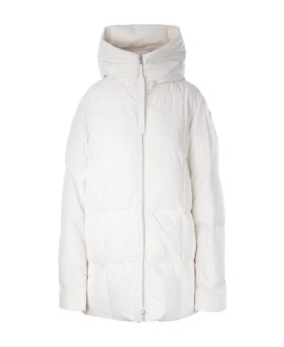 Jil Sander Padded Zip-up Hooded Jacket In White