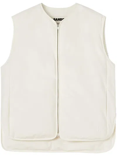 Jil Sander Padded Zip-up Vest In 白色