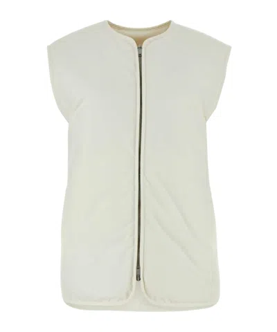 Jil Sander V Neckline Polyester Down Jacket In White