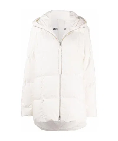 Jil Sander Padded Zipped Coat In Nude