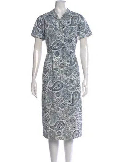 Pre-owned Jil Sander Paisley Print Knee-length Dress In White