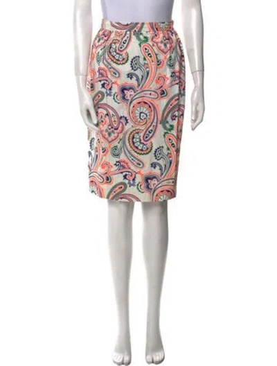 Pre-owned Jil Sander Paisley Print Knee-length Skirt In White