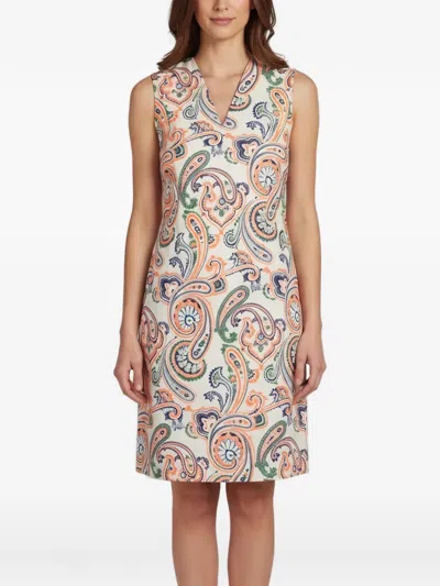 Pre-owned Jil Sander Paisley-print Sleeveless Mini Dress In White